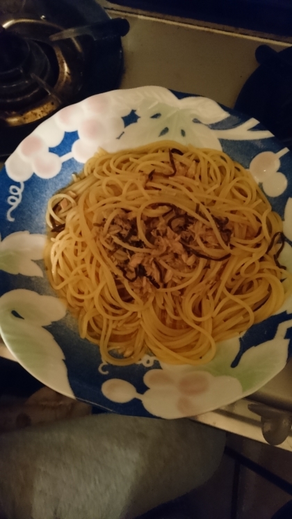 簡単！ツナと塩昆布の和風パスタ