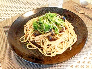 茄子としめじのポン酢パスタ