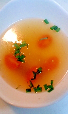 トマトとネギの酢しょうがスープ