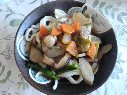 ありあわせ野菜と長ネギ♪けんちんうどん✧˖♡