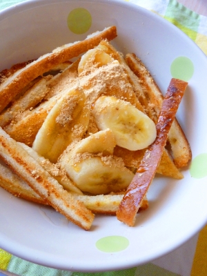 朝食？デザート？＊カリカリ食パンの蜂蜜きなこバナナ