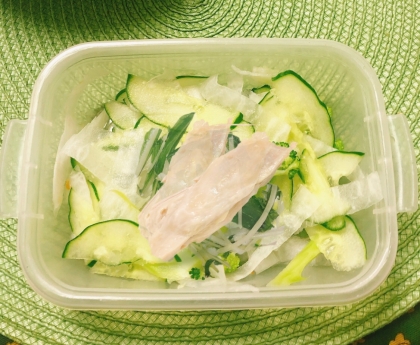 鶏肉と水菜ときゅうりの中華サラダ