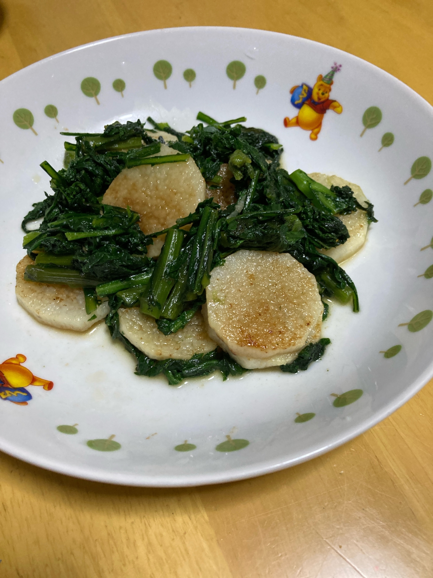 長芋と春菊の炒め物