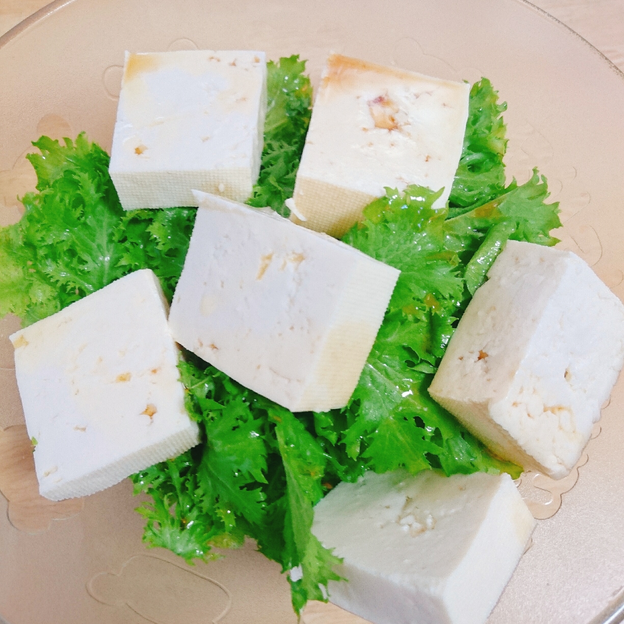 ワサビ菜と豆腐のサラダ