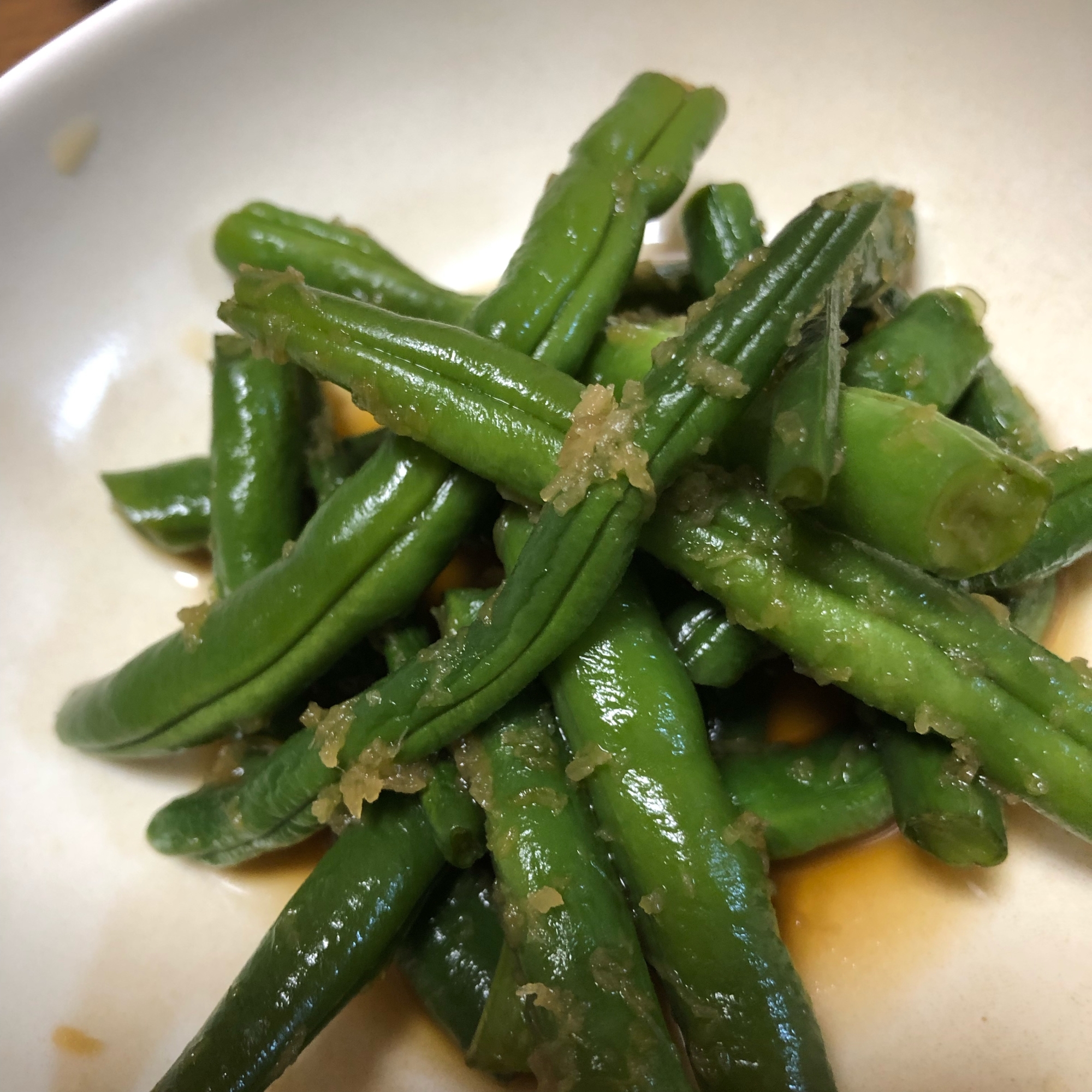 電子レンジでインゲンの煮びたし