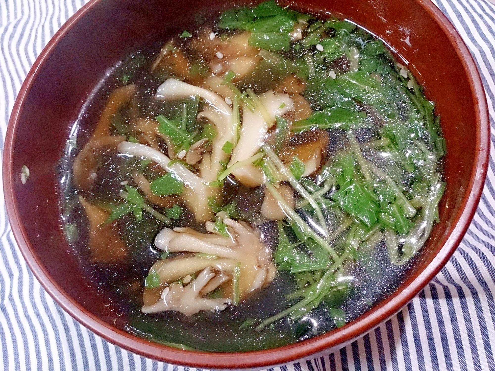 水菜と舞茸の簡単中華スープ