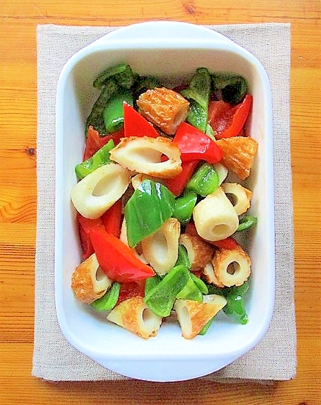 作り置きおかず♪ちくわとパプリカのポン酢炒め