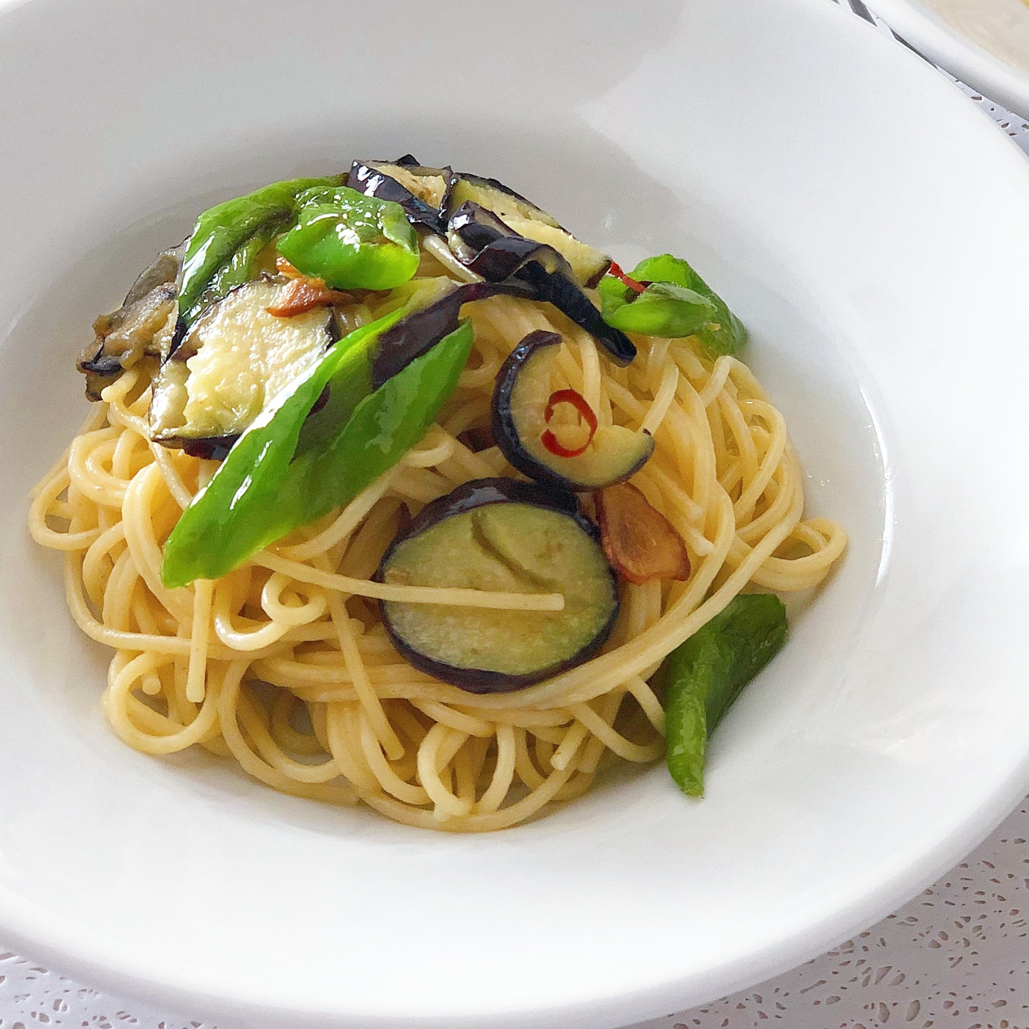 茄子と甘長唐辛子のペペロンチーノ☆野菜だけ レシピ・作り方 by