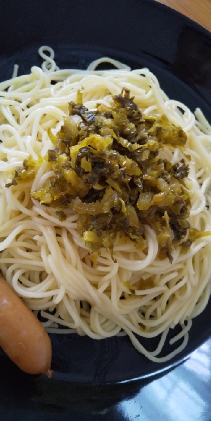 余ったパスタで！簡単レンチン！高菜スパゲッティ