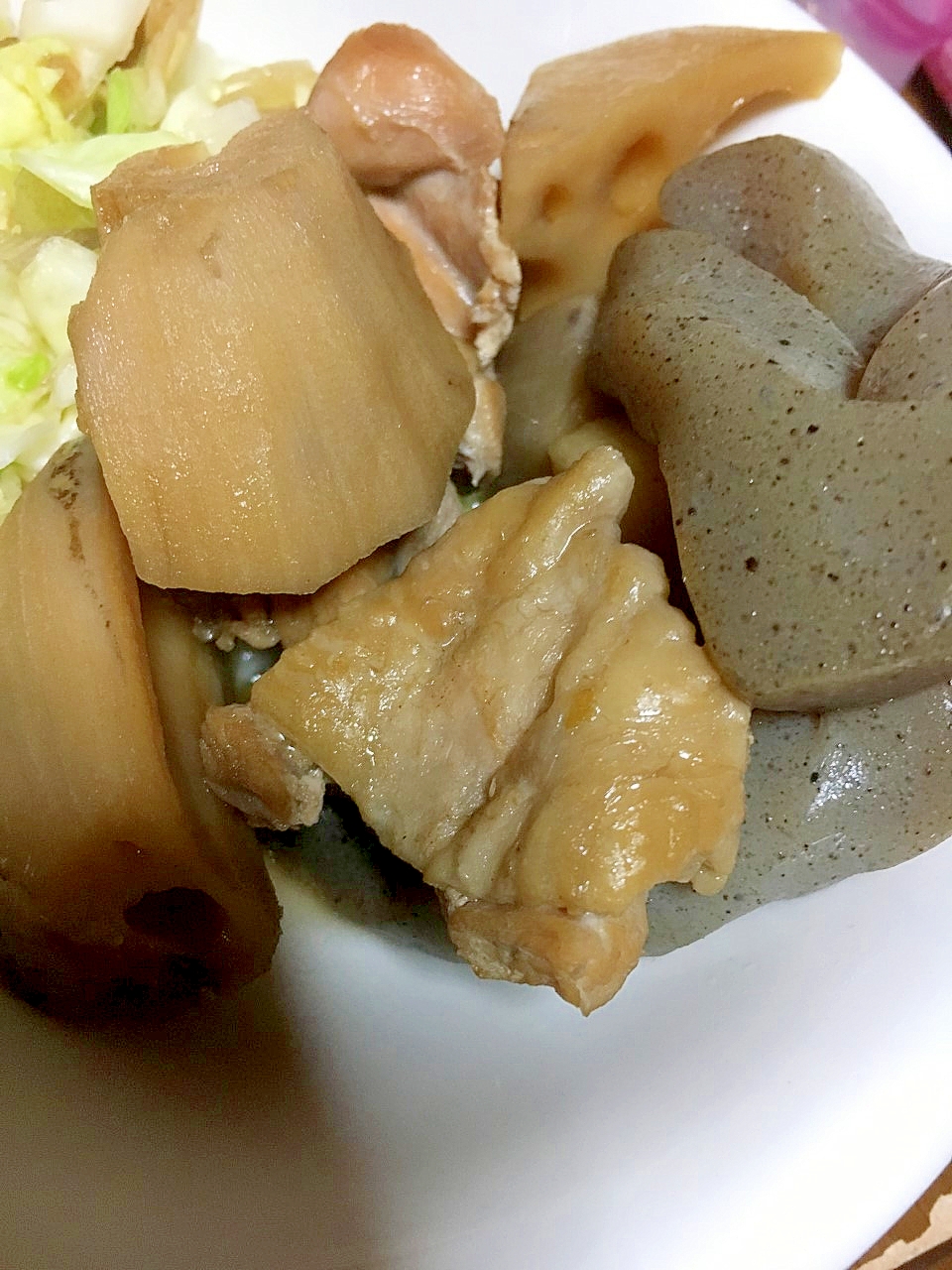 鶏肉とレンコンと蒟蒻の煮物