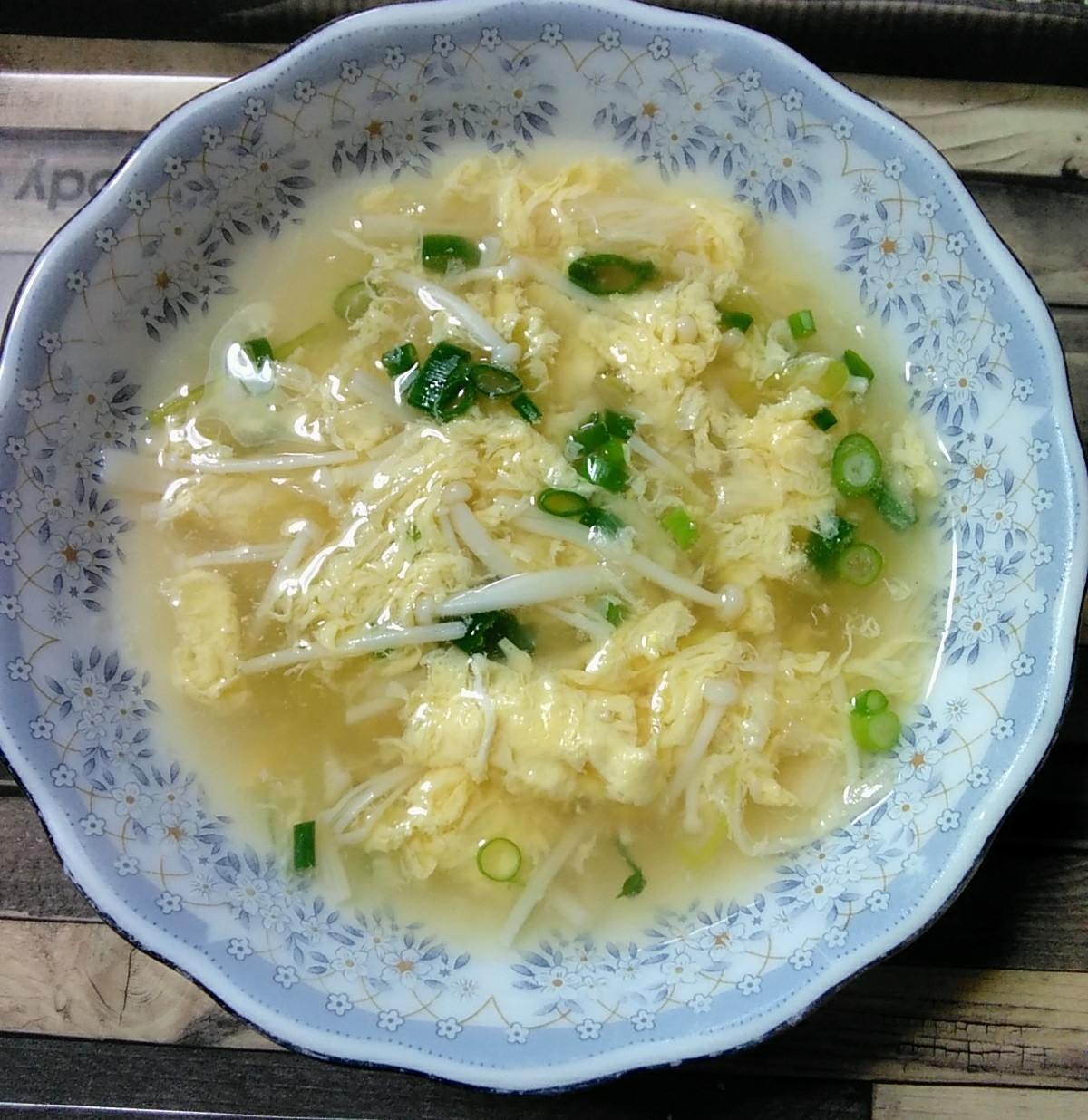 白ねぎとえのきの韓国風卵スープ