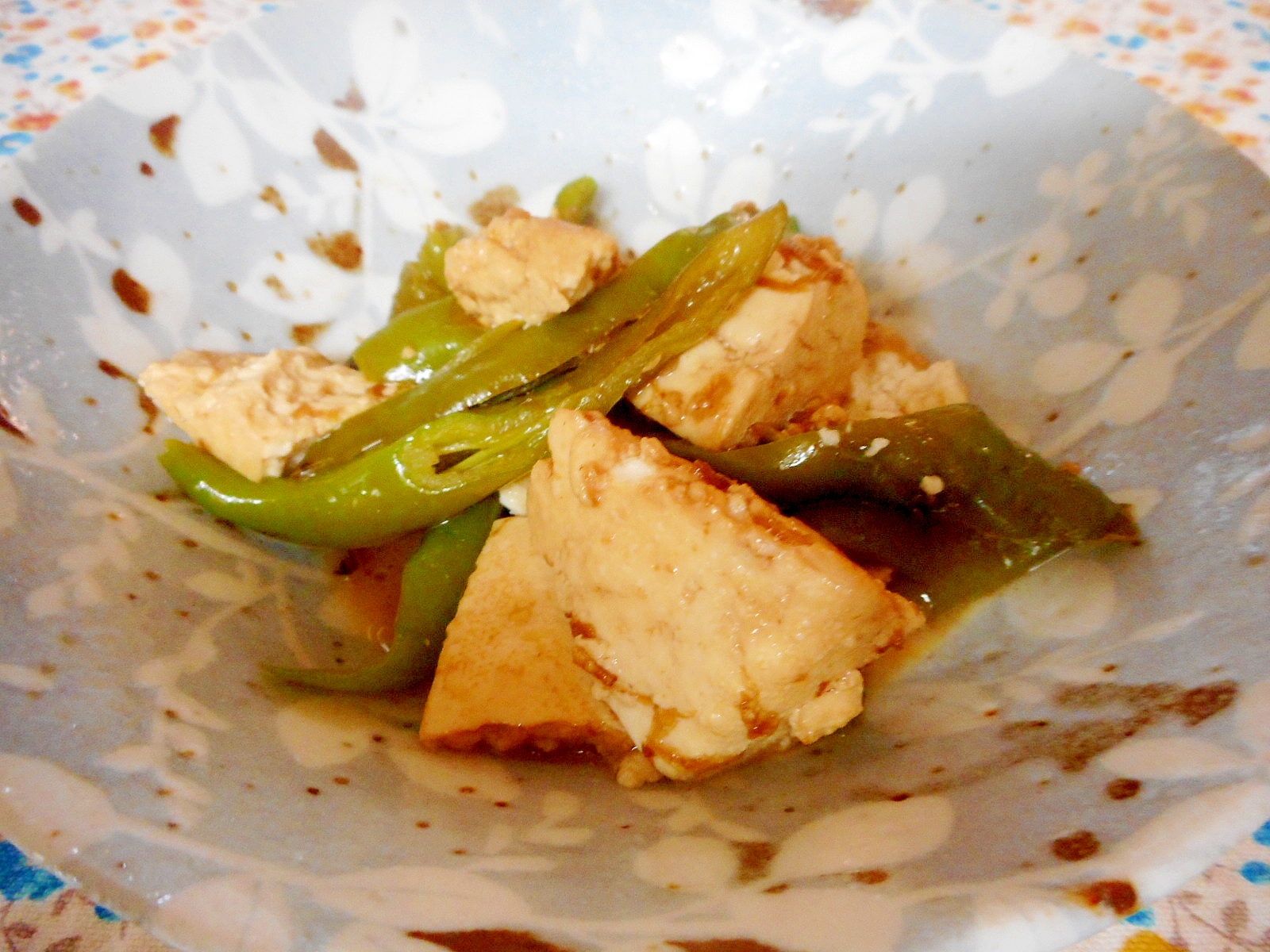 万願寺唐辛子と豆腐の炒め煮