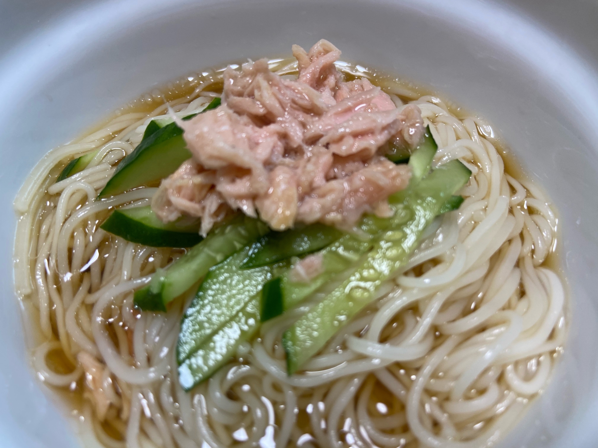 きゅうりとツナのさっぱりそうめん♬