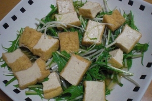 簡単！　「厚揚げと水菜のお浸し風」　　♪♪