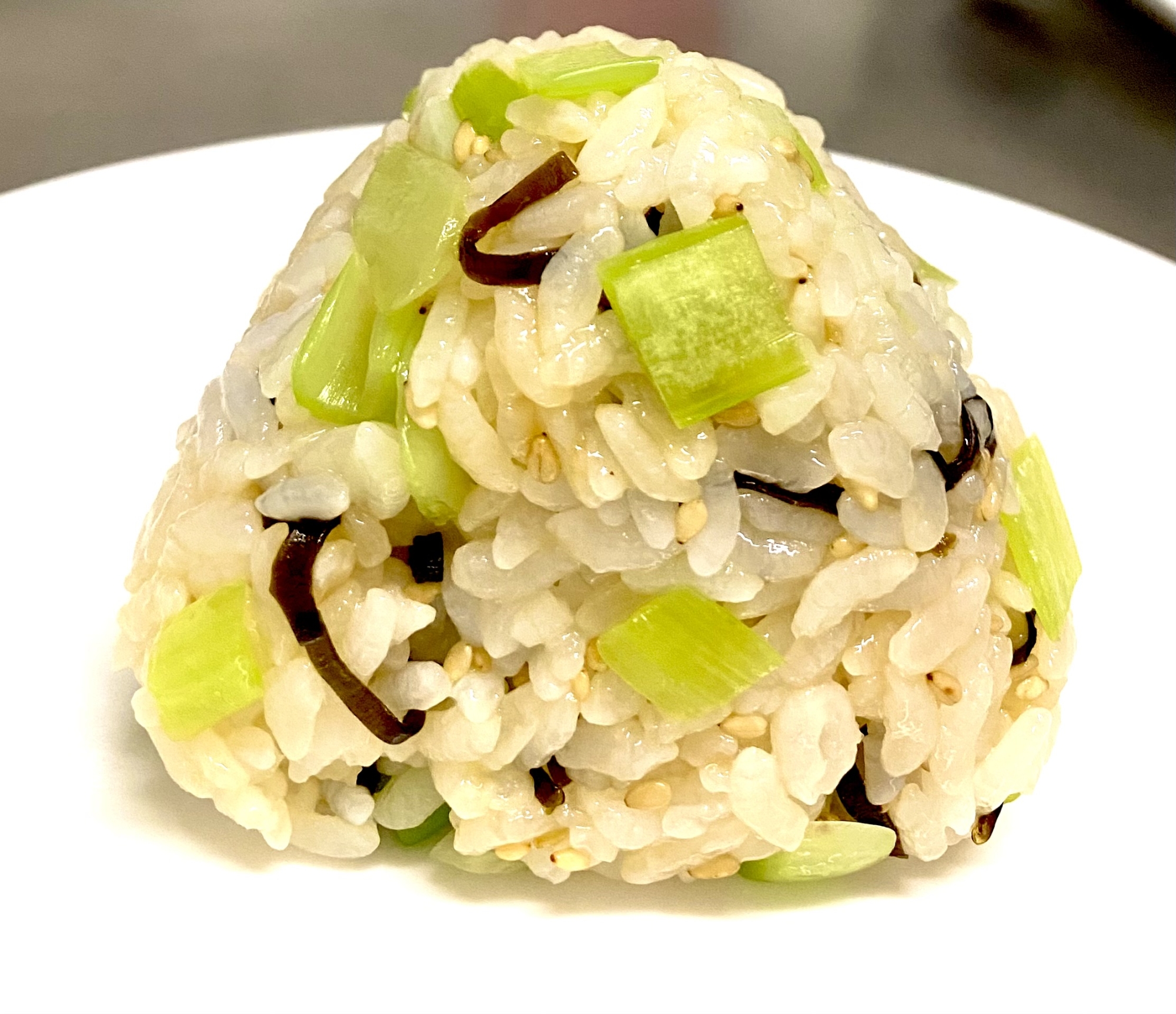 小松菜と塩昆布のおにぎり