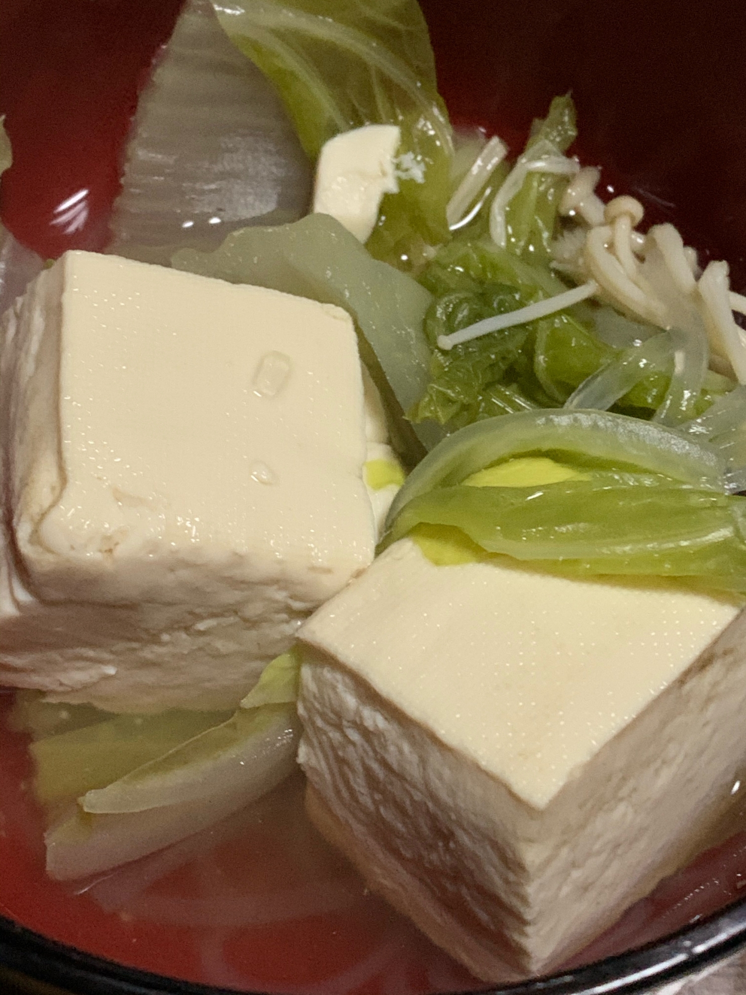 白菜とえのきの湯豆腐