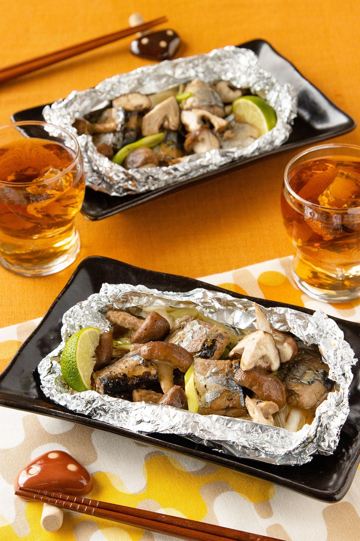 簡単!サンマとしいたけのホイル焼き