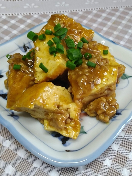 厚揚げのカレーそぼろ餡かけ