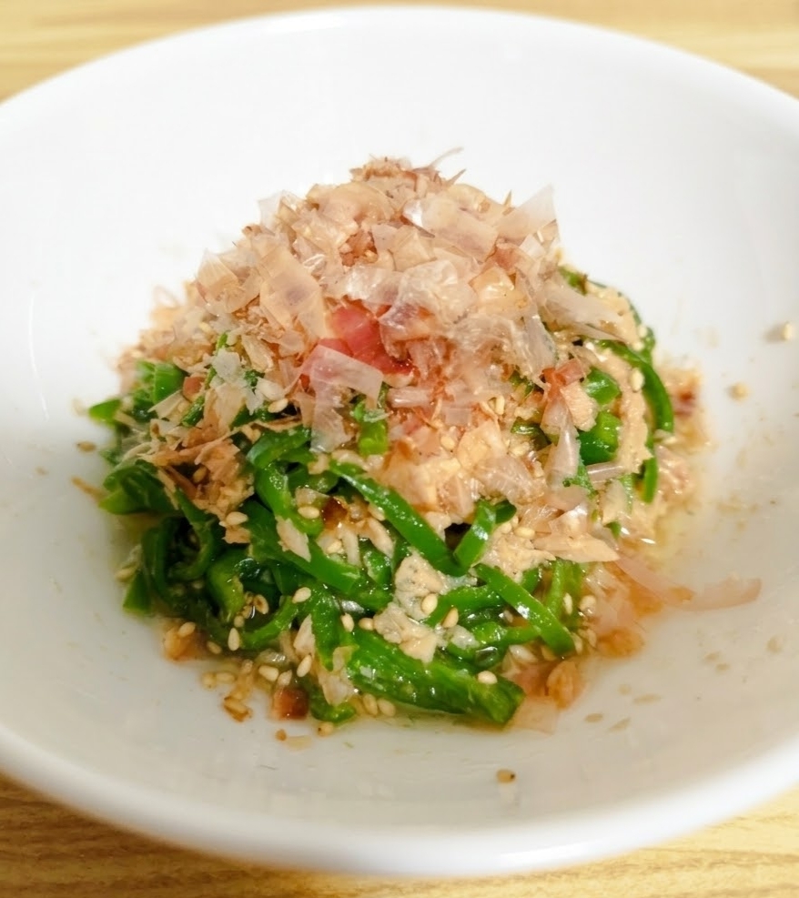 レンジで簡単副菜【ピーマンとツナのおかか和え】