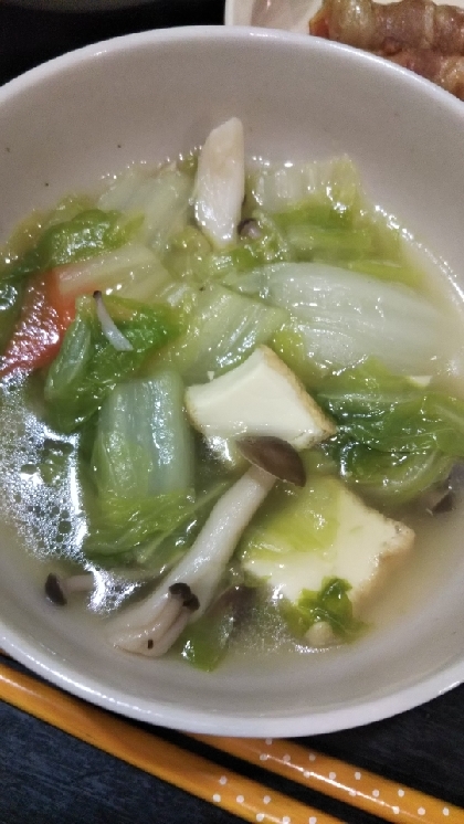 白菜、豆腐あんかけスープ