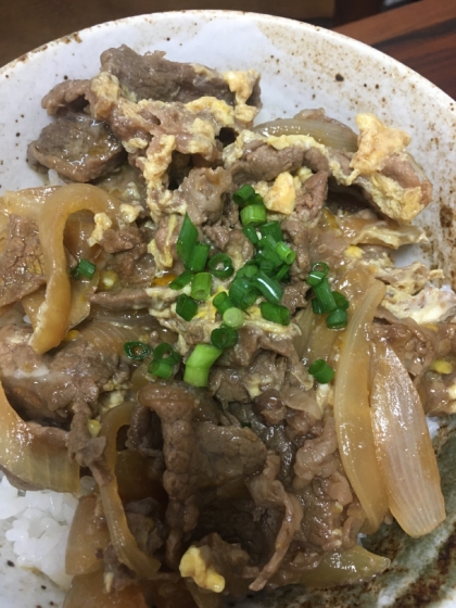 子供向けに少し甘めの☆牛とじ丼