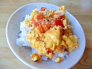 食欲増進♪トマたま丼