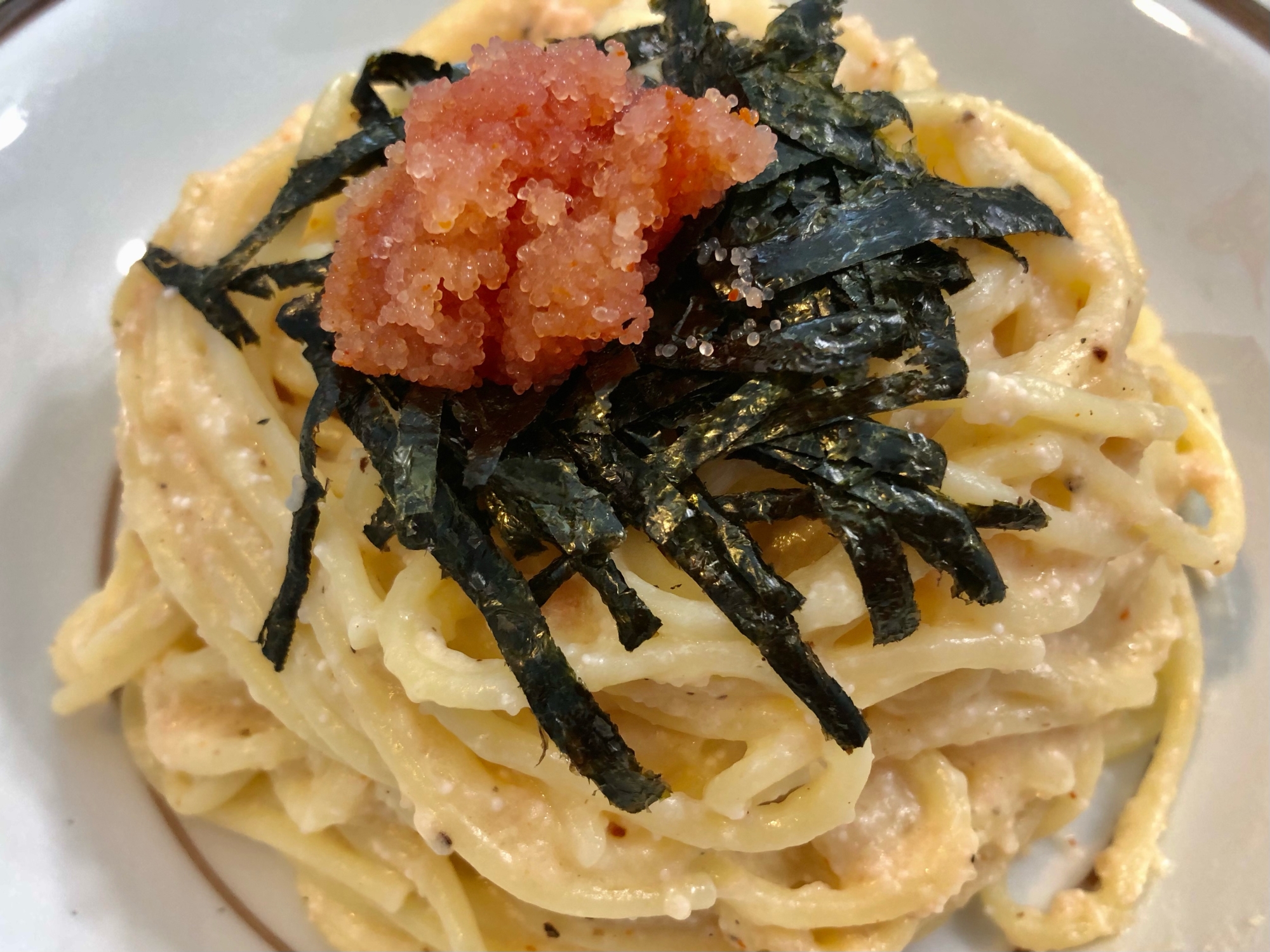 在宅ランチ♫豆乳で作る濃厚明太子クリームパスタ