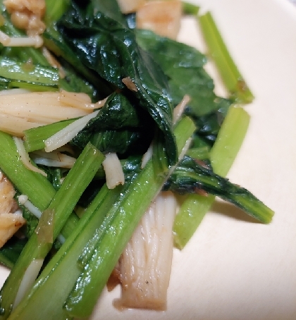 レンジで！小松菜と油揚げとえのき茸の煮物