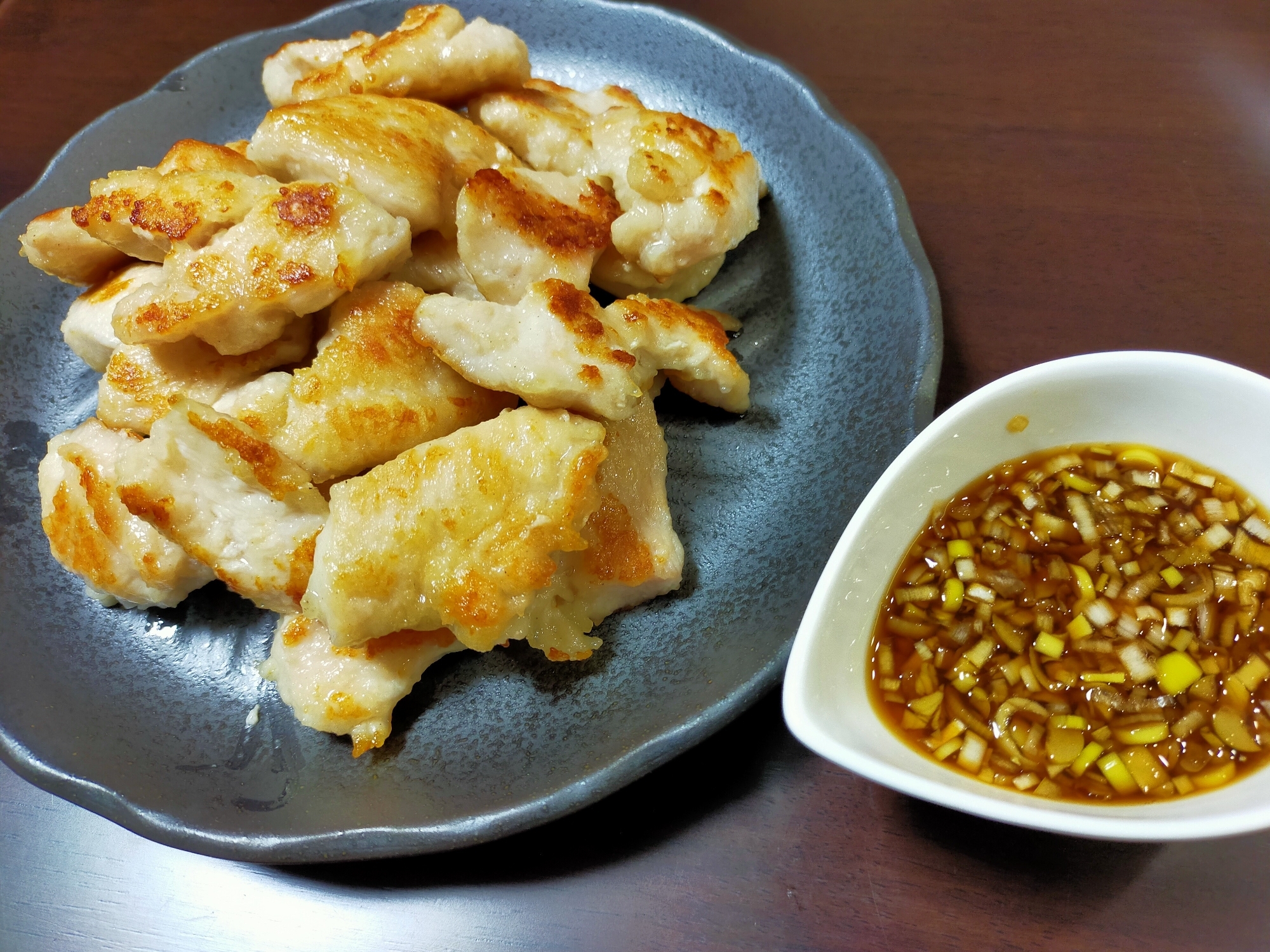 鶏むね肉のマヨ漬焼き☆香味だれ