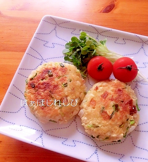 お肉なし♪ちくわとネギ入り豆腐ハンバーグ✿