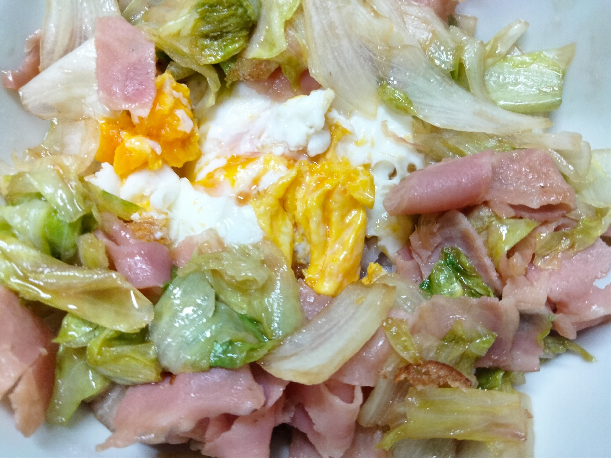 レタス ベーコン卵のすき焼き たれ 味丼ぶり