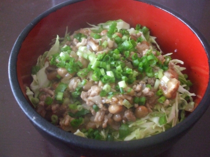 ひき肉納豆丼