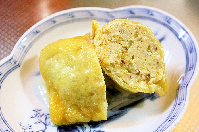 粉豆腐ミンチの袋煮＊鶏ひき肉