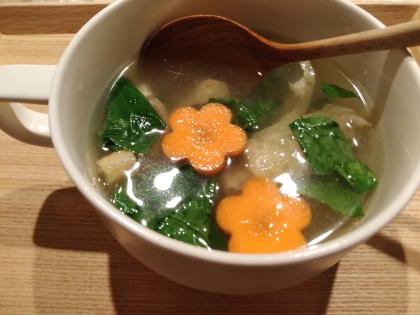 小松菜と油揚げの和風スープ