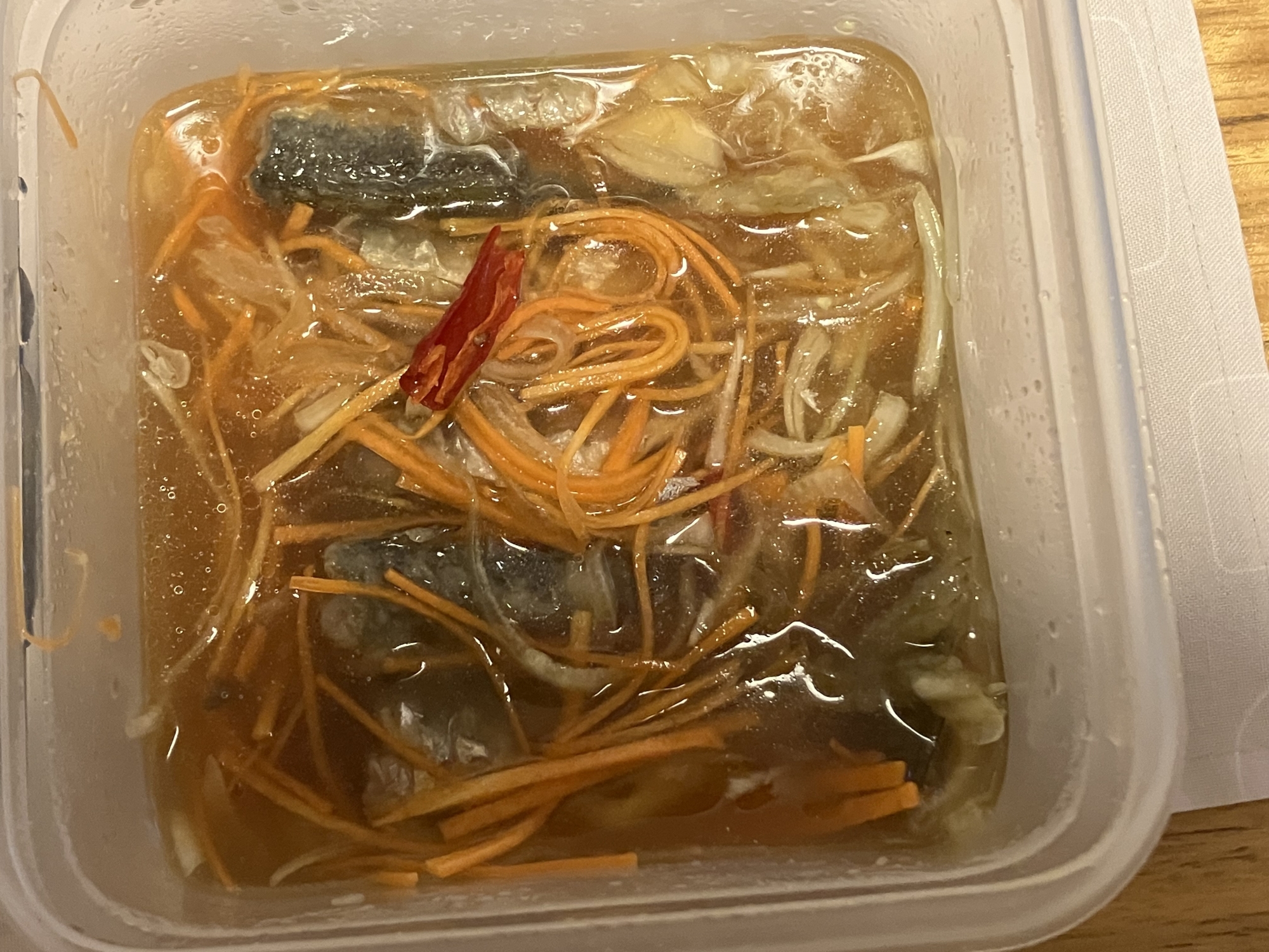 うちのおかず　鯵の南蛮漬け