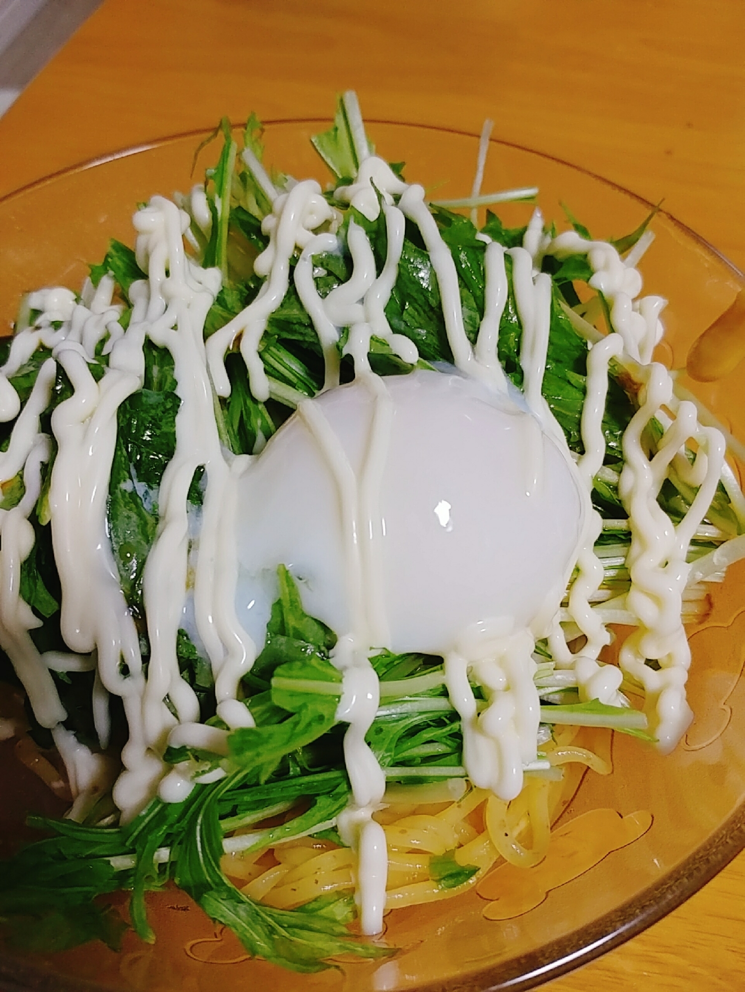 水菜と温玉の冷やし中華