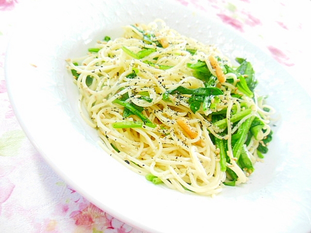 ❤ほうれん草とw胡麻とお茶づけ海苔のパスタ❤