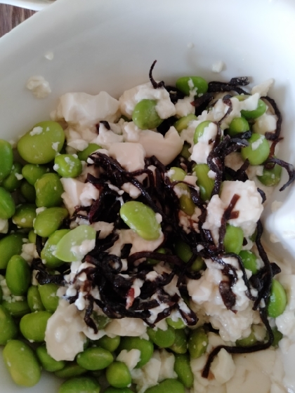 ５分！塩昆布と枝豆で白和え♪（崩し豆腐風）