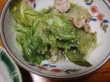 レタス、長ねぎ、豚肉塩胡椒炒め