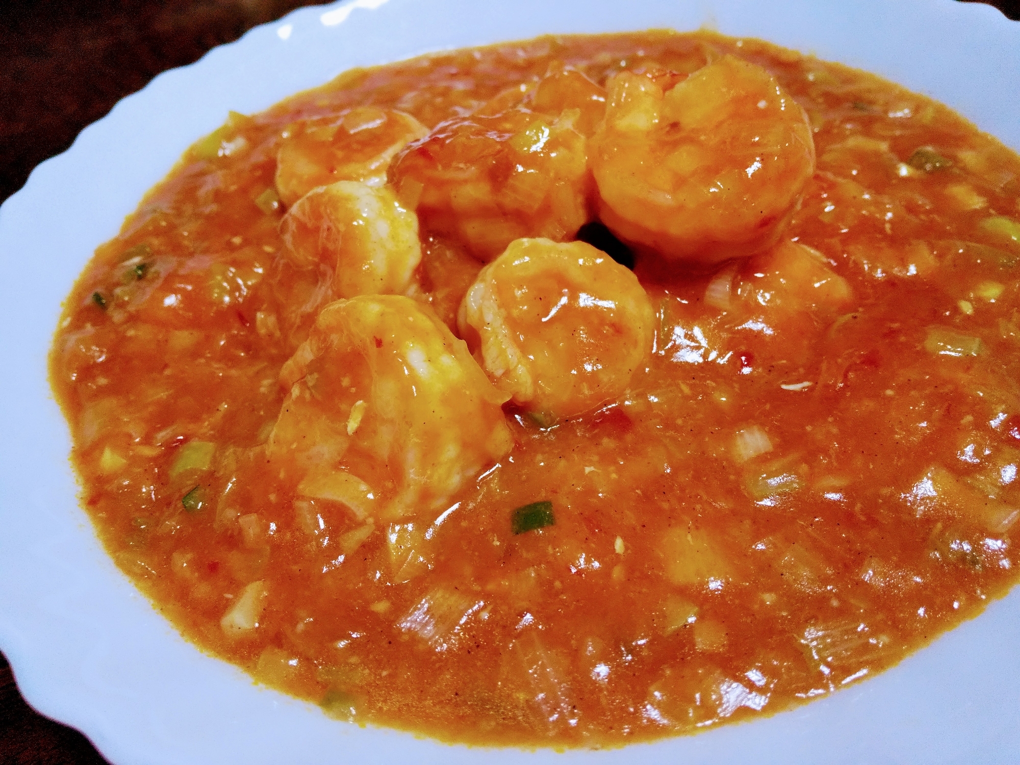 揚げない 海老チリ