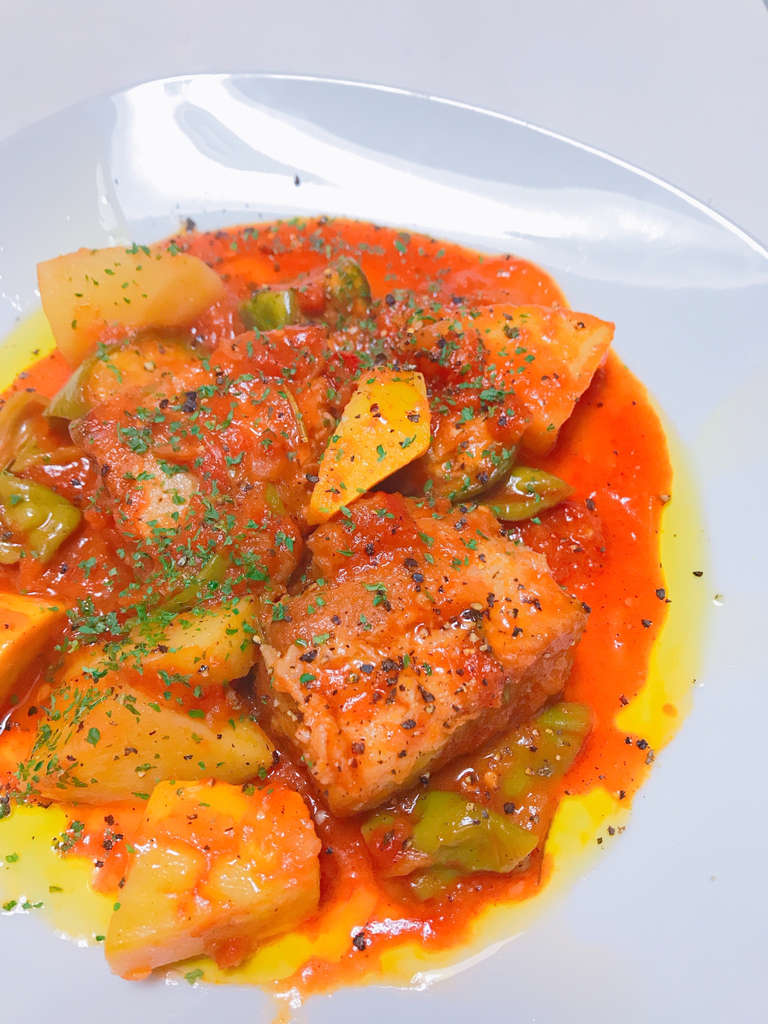 カチャトーラ 夏野菜と鶏肉の漁師風トマト煮込み レシピ 作り方 By たかきまる 楽天レシピ カチャトーラ 夏野菜と鶏肉の漁師風トマト煮込み レシピ 作り方 By たかきまる 楽天レシピ