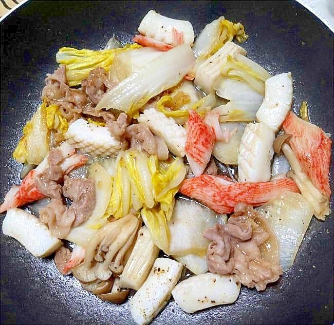 イカと豚肉と白菜の中華炒め