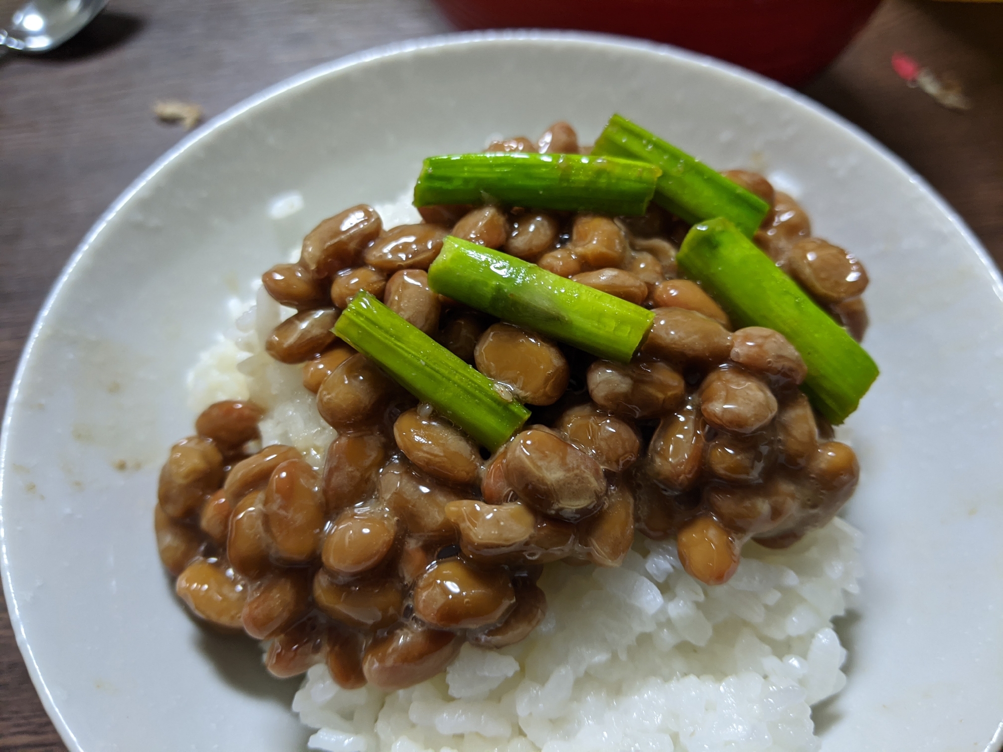 ニンニクの芽納豆ご飯