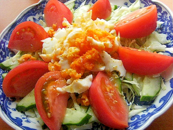 柚子胡椒ドレッシングで❤茹で卵＆野菜のサラダ♪