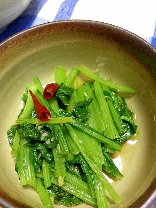 小松菜、生姜蒸し