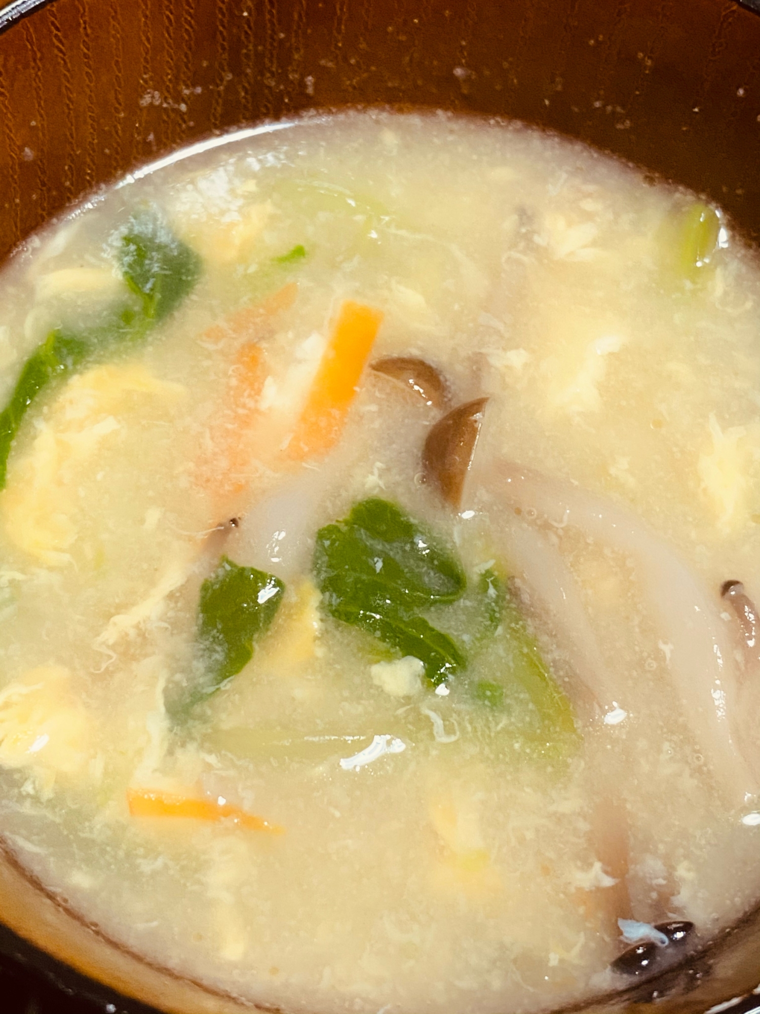しめじと青梗菜のたまごスープ