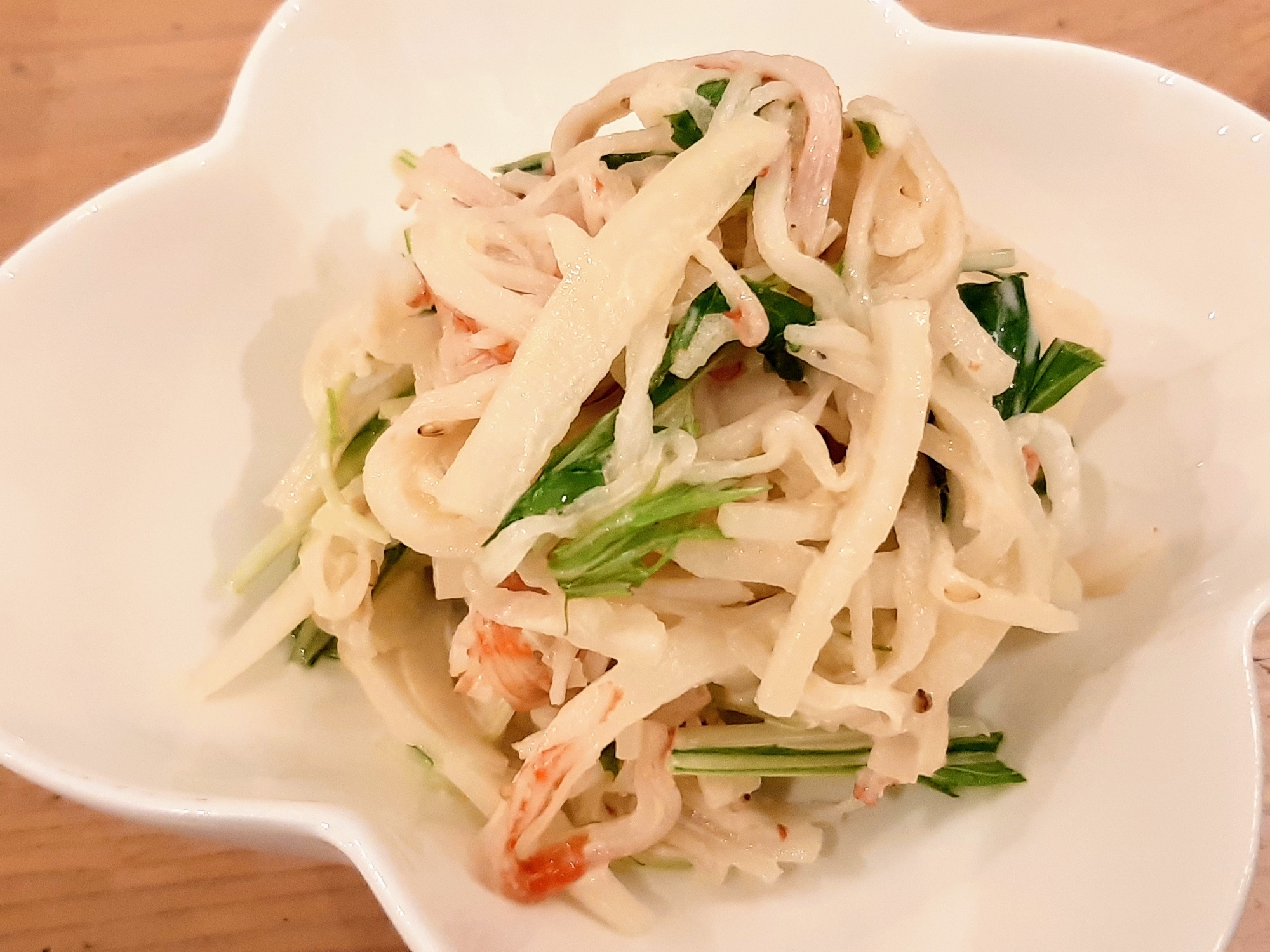 大根がおいしい!カニカマと水菜のマヨポンサラダ