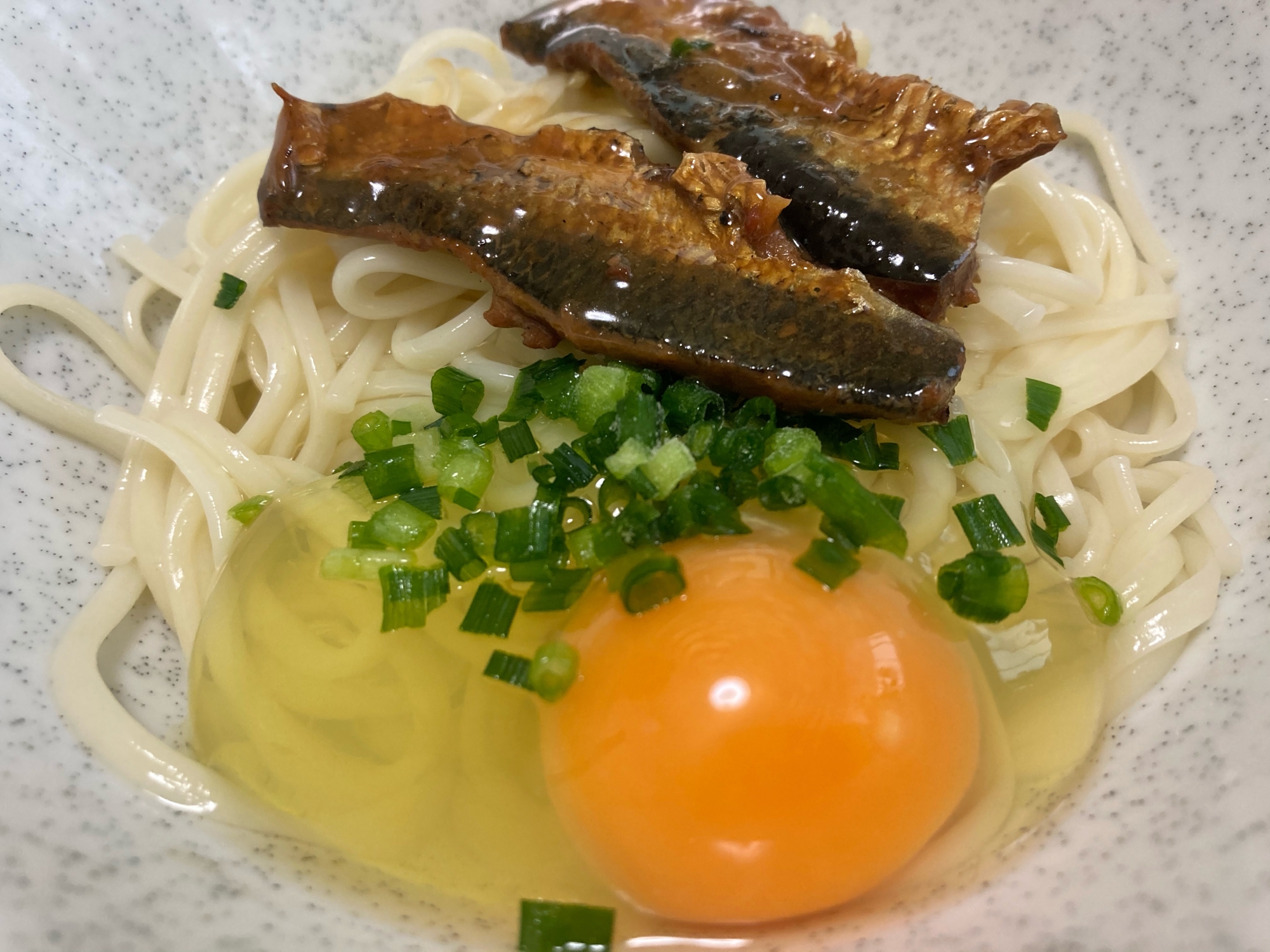 釜揚げうどん　卵いわしのせ