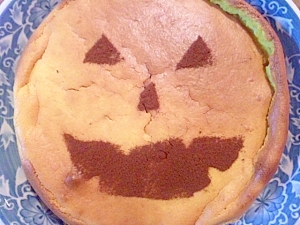 ハロウィンのおばけカボチャチーズケーキ
