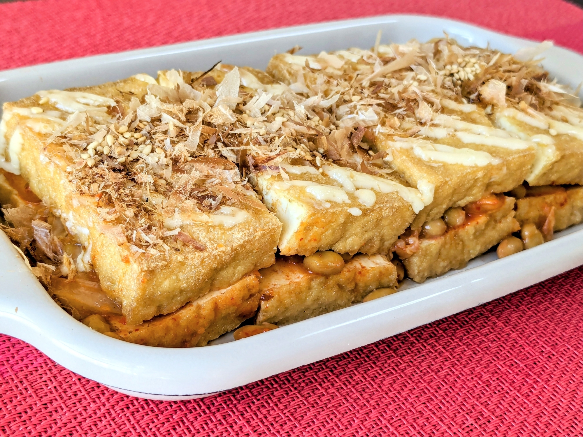 〜厚揚げのキムチ納豆焼き〜